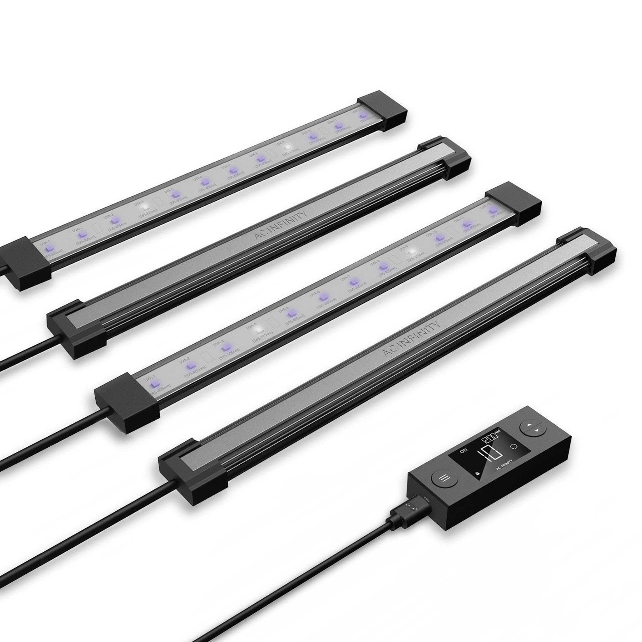 AC Infinity IONBEAM U4 four-bar kit with controller for targeted UV spectrum lighting.