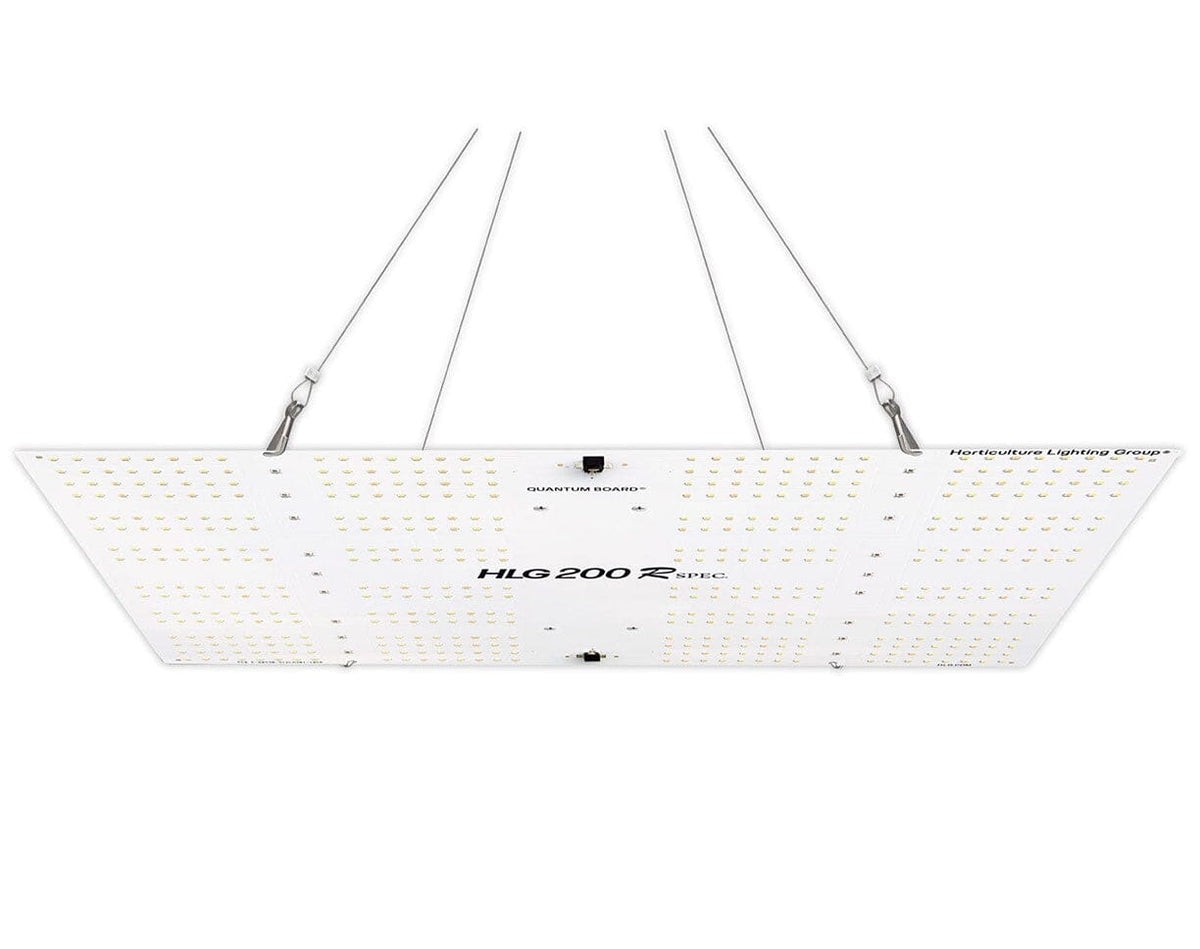 HLG-200-Rspec full-spectrum LED grow light mounted against a clean white background.