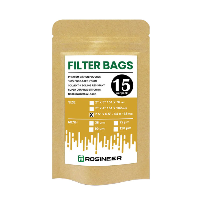 ROSINEER Premium Filter Bags, Various Sizes Available Rosin Press Rosineer 36 Micron 2.5" X 6.5" 