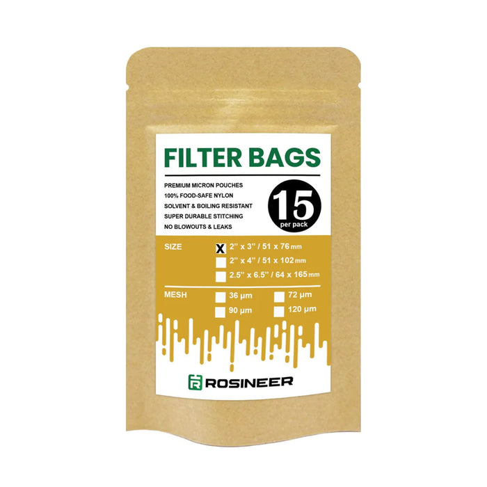 ROSINEER Premium Filter Bags, Various Sizes Available Rosin Press Rosineer 36 Micron 2" X 3" 
