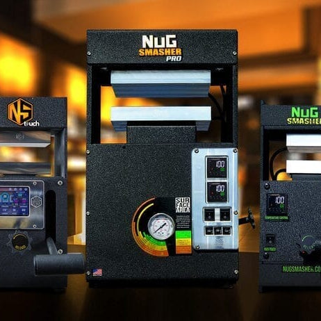 Nugsmasher line up of presses in different sizes suitable for different purposes.