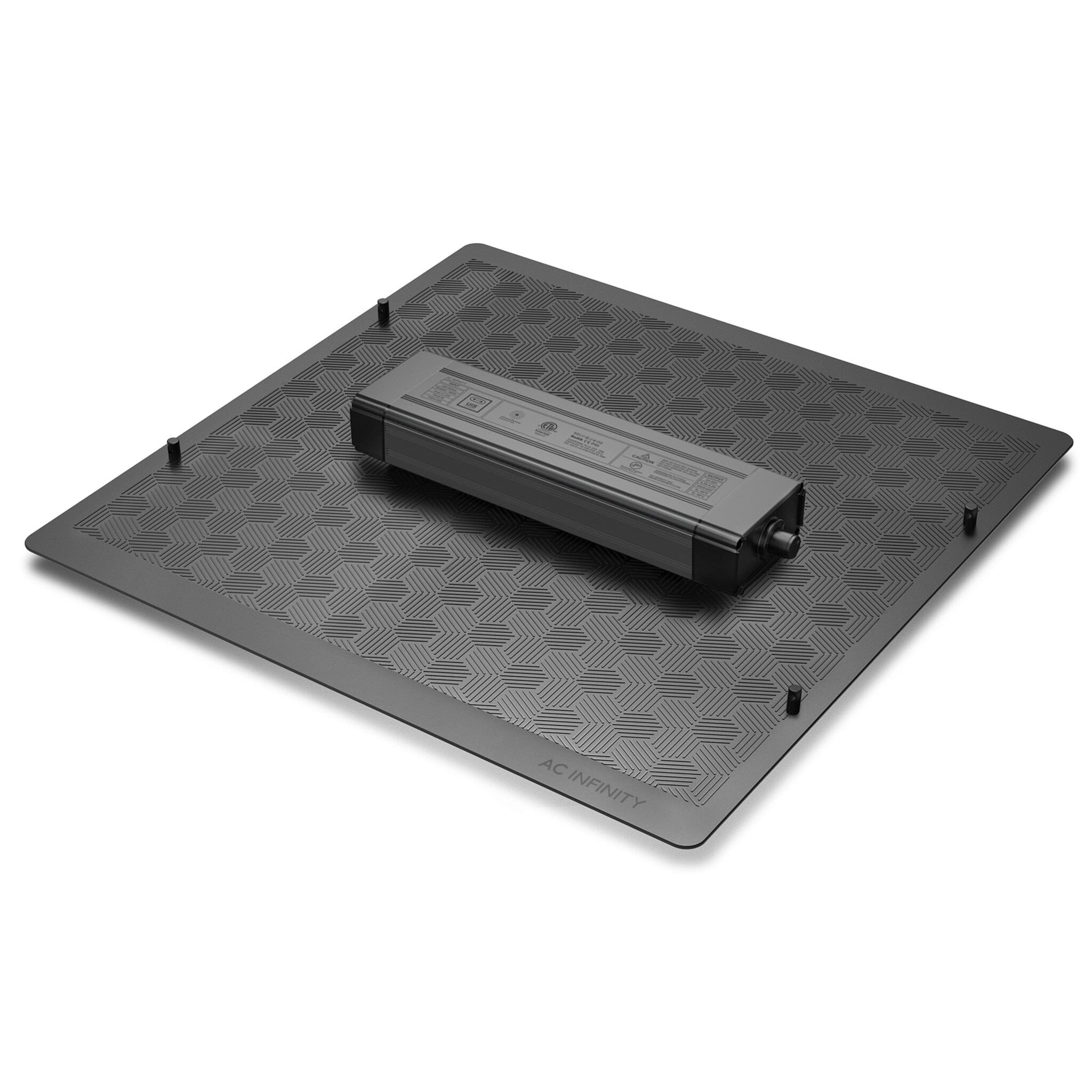 Top view of AC Infinity IONBOARD S44 LED grow light showing heat sink and mounting pins.