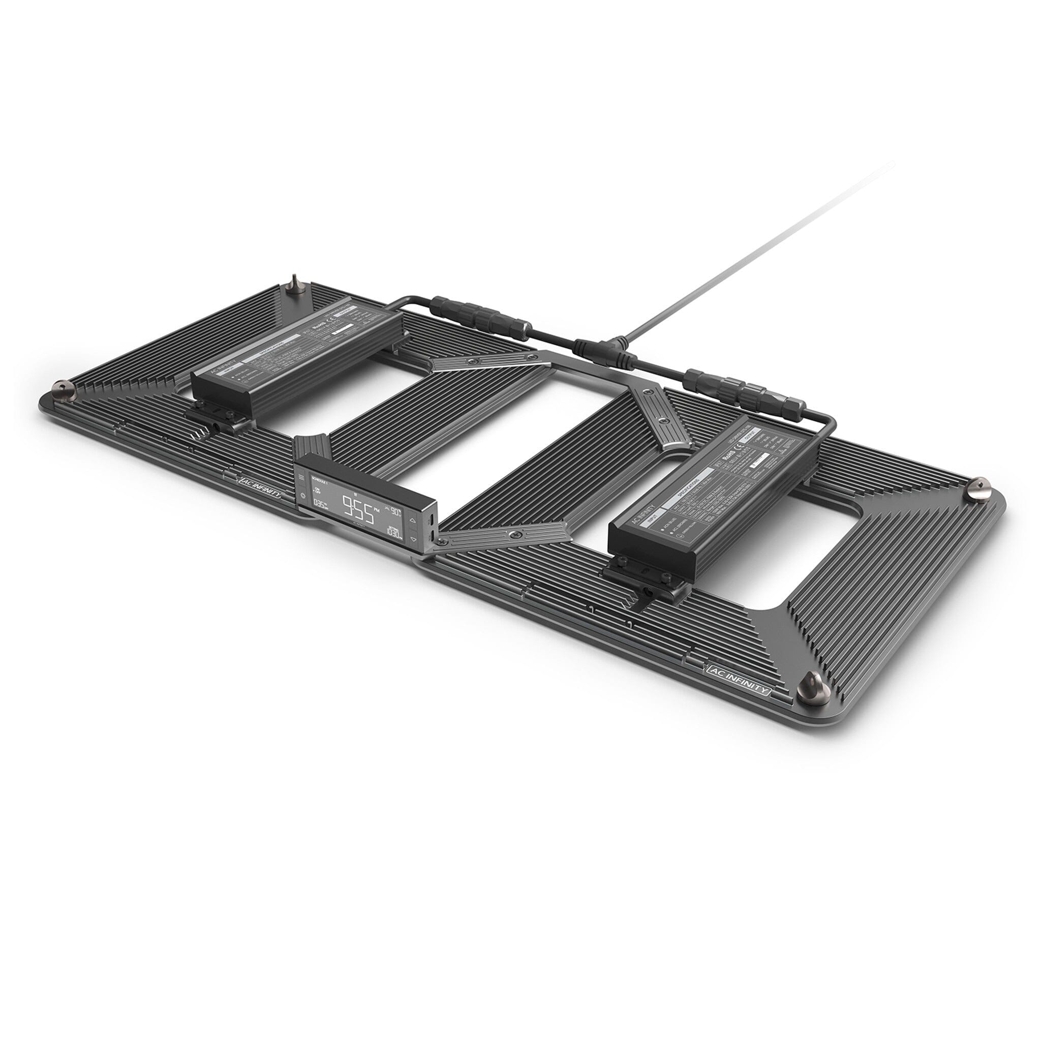 AC Infinity IONGRID T24 LED grow light with dual drivers and digital controller for indoor plant cultivation.