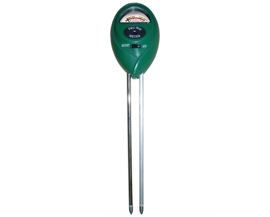Standalone Active Air 2-Way Meter with dual metal probes for testing soil pH and moisture levels.