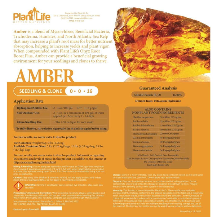 Amber Container Plant Plant Life Co Amber Seedling Clone Root Booster — Grow Light Central