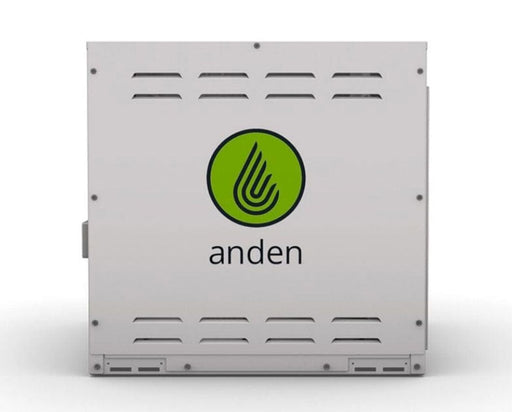 Side view of the Anden A320V3 dehumidifier showcasing the Anden logo and venting system for airflow.
