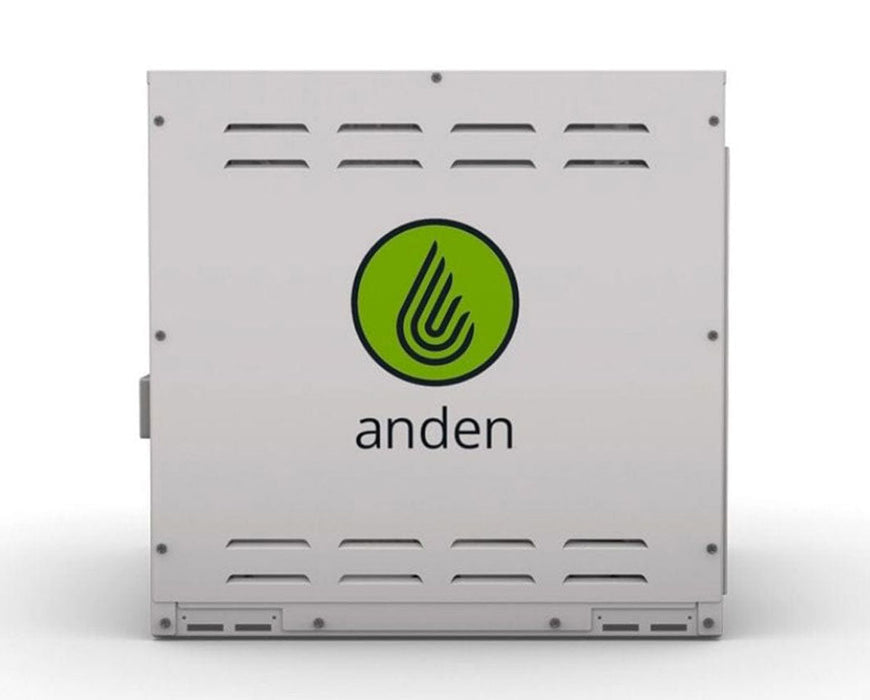 Side view of the Anden A320V3 dehumidifier showcasing the Anden logo and venting system for airflow.