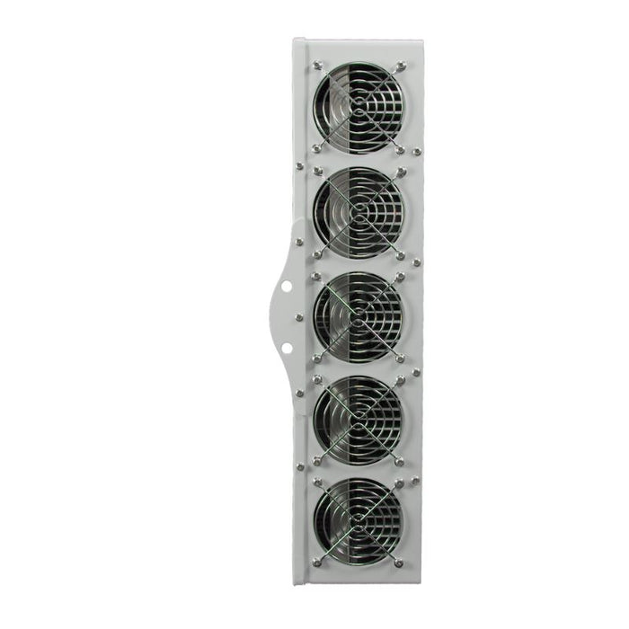 Side panel of the PhytoMAX-4 24SP LED grow light with five built-in cooling fans for thermal regulation.
