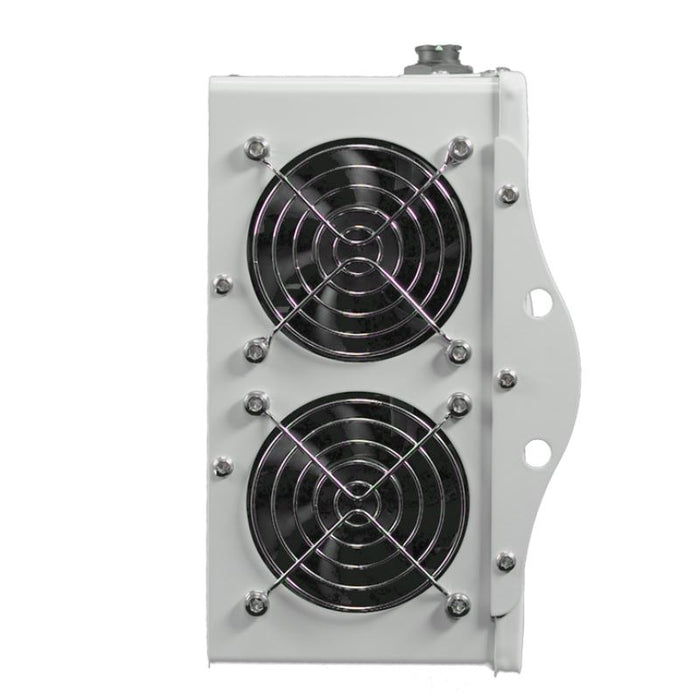 Side view of PhytoMAX-4 2S grow light showing two built-in cooling fans with metal grilles.