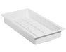 Botanicare Premium White ID Tray (2 × 4 ft) showing sturdy ABS construction with 7‑inch deep sidewalls, inside dimensions of 24″ × 48″, and outside dimensions of 28.8″ × 52.8″, featuring a recessed drainage grid and gusseted corners.
