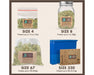 Boveda packs in various sizes shown protecting buds from 14g to 5 lbs, featuring 62% RH terpene shield packs.