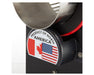 Close-up of the "Product of North America" badge with Canadian and U.S. flags on the Tabletop Trimmer.