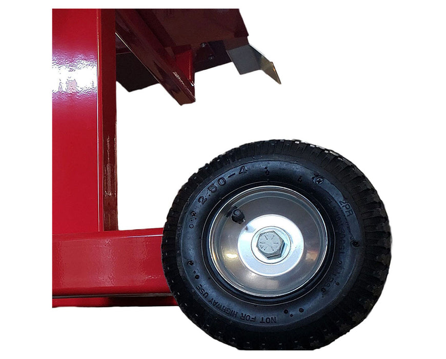 Close-up of a durable black utility wheel attached to the CenturionPro GC3 mobile stand.