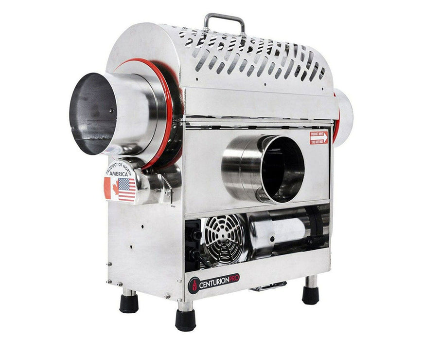 CenturionPro TableTop SS Trimmer front view showing stainless steel body and intake/output ports.