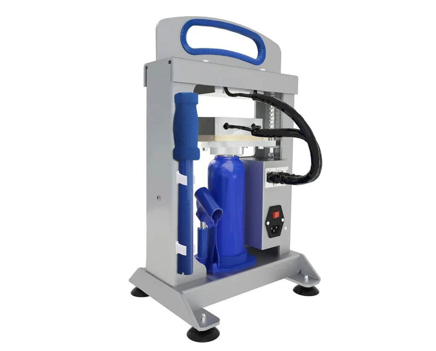 Rear-side view of the Dulytek DHP5 showing the power switch, wiring, and built-in jack handle storage.