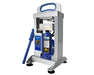 Dulytek 7-Ton Rosin Press front angle with detachable jack handle and LED control screen for heat settings.
