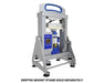 Dulytek DHP7 Rosin Press mounted on DripTek stand, angled for drip collection; stand sold separately.