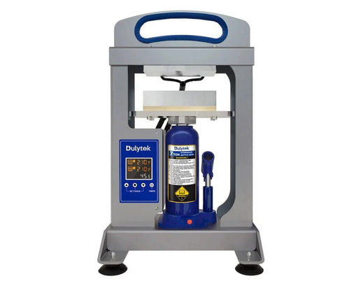 Dulytek DHP7 V4 Hydraulic Rosin Press with 7-ton jack, dual heat plates, and digital temperature control panel.