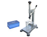 Dulytek DMPP Press paired with blue rectangular mold, ideal for shaping pre-press blocks before rosin extraction.