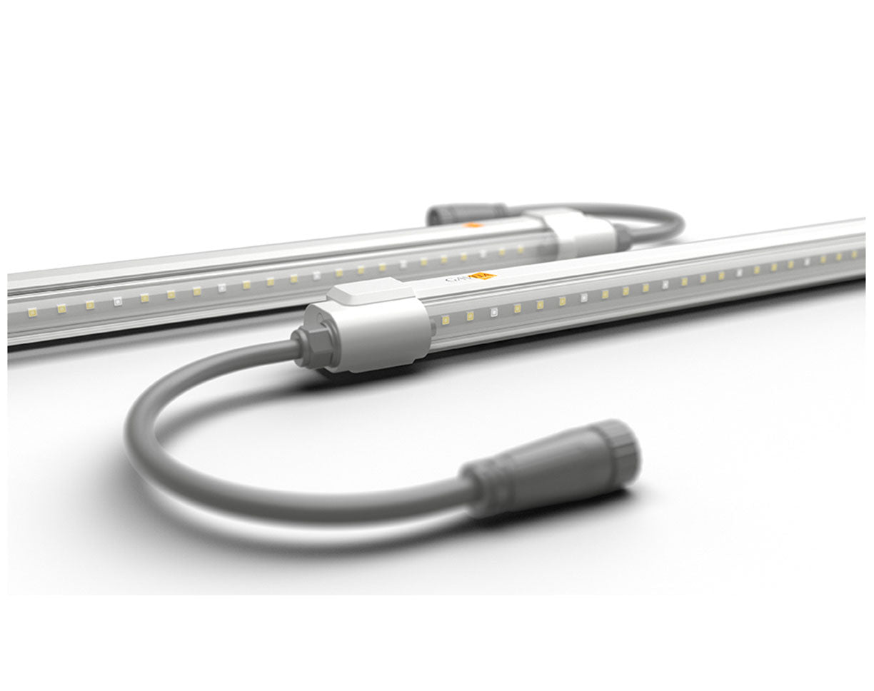 Angled view of two Gavita LED Clone Bars with end-to-end connectors and visible LED arrangement.