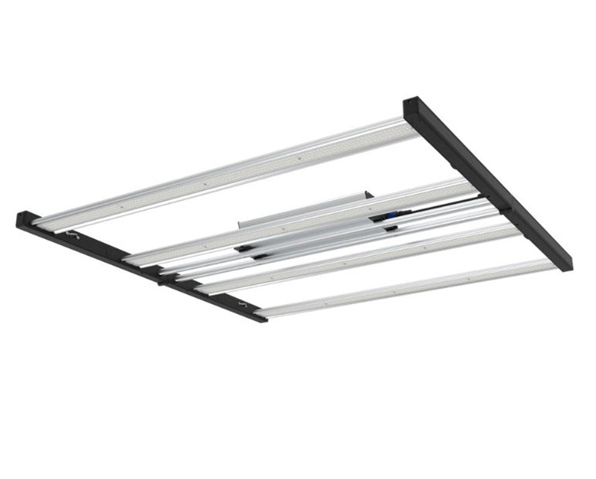 Low front angle of Master 4 Veg LED Grow Light showing LED strips and frame design.