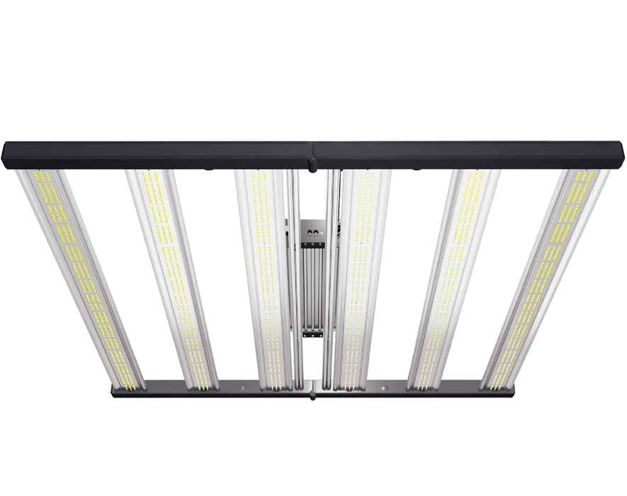 Top-down view of Grand Master LEDs Master 6 Veg grow light showing six LED light bars and central driver unit.