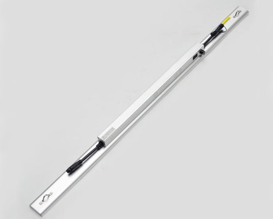 Top-down view emphasizing the linear build and mounting holes.