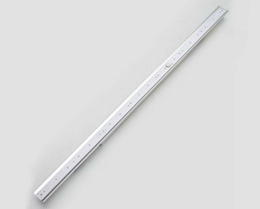 Close-up angled shot of the connector side and built-in dimmer knob.