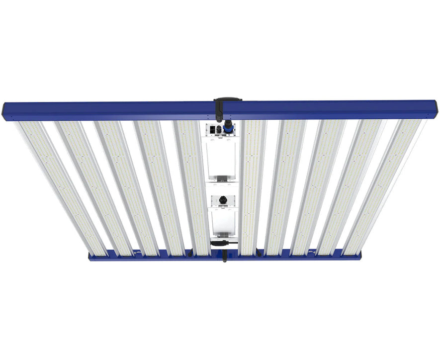 Image showing the top-down view of the Grand Master LEDs Tarantula Explorer LED light fixture, emphasizing its spread of light bars for optimal coverage.