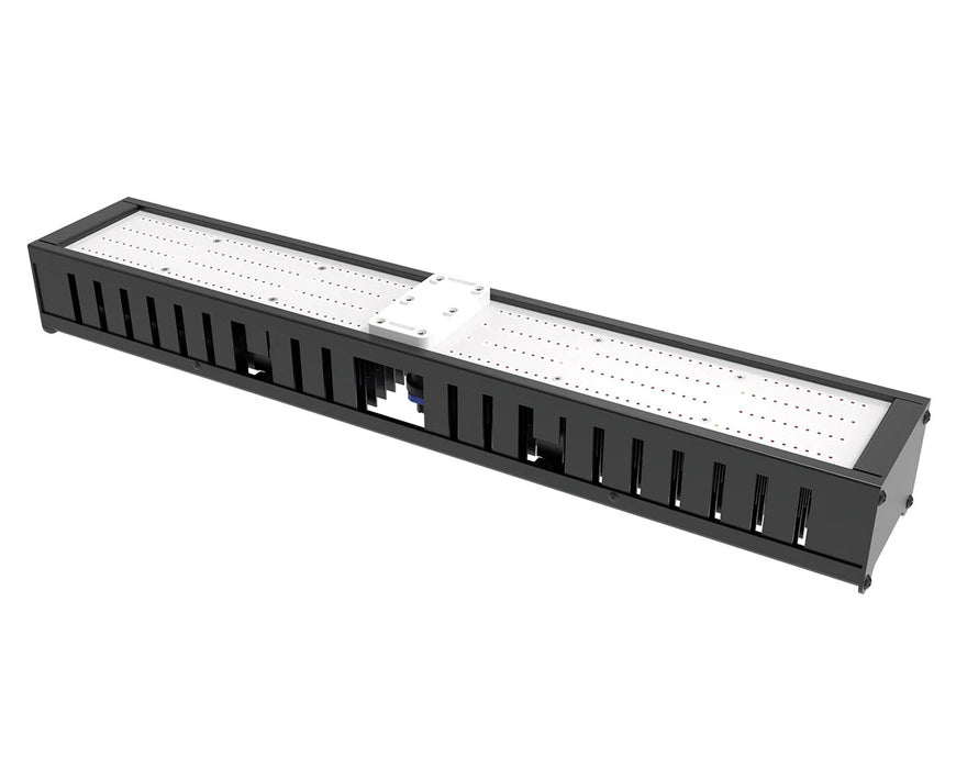 Angled side view of Tarantula Greenhouse 320 showcasing heatsink fins and LED array.
