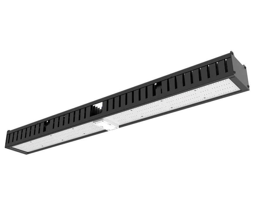 Angled view of Grand Master LEDs Tarantula Greenhouse 500 grow light showing sleek black housing with dense LED array.