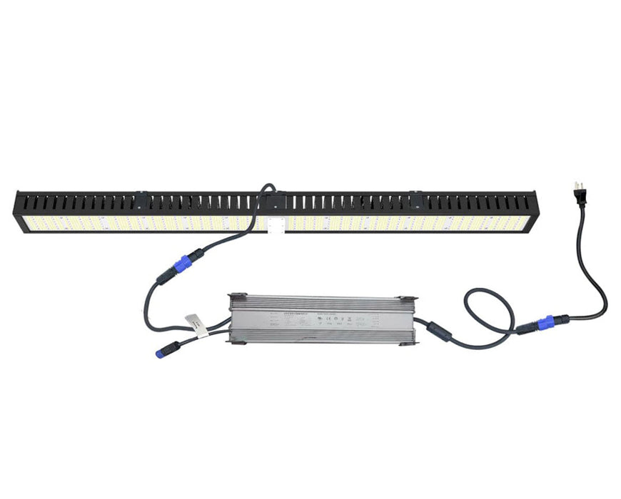 Top-down view of Grand Master LEDs Tarantula Greenhouse 730 with external power supply and connected cabling.