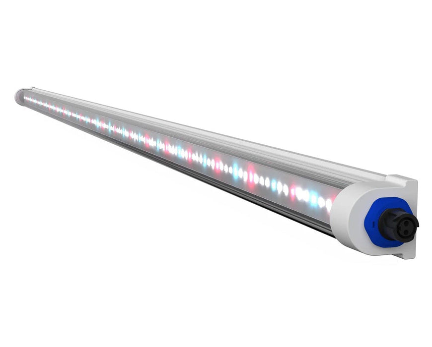 Angled close-up of Grand Master LEDs Tarantula Leafy Green Booster Bar with visible LED array and end connector