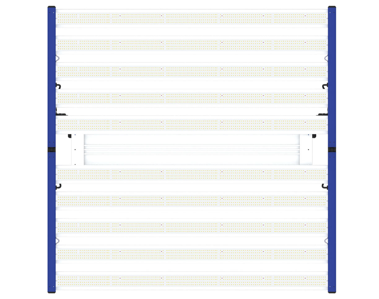 Top-down view of the Tarantula Voyager LED grow light displaying 10 evenly spaced LED light bars for full canopy coverage.