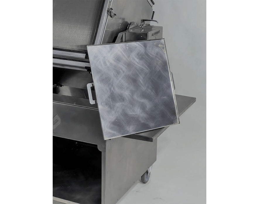 Close-up of the top sifting screen of the GreenBroz Alchemist 420 Trichome Extractor.