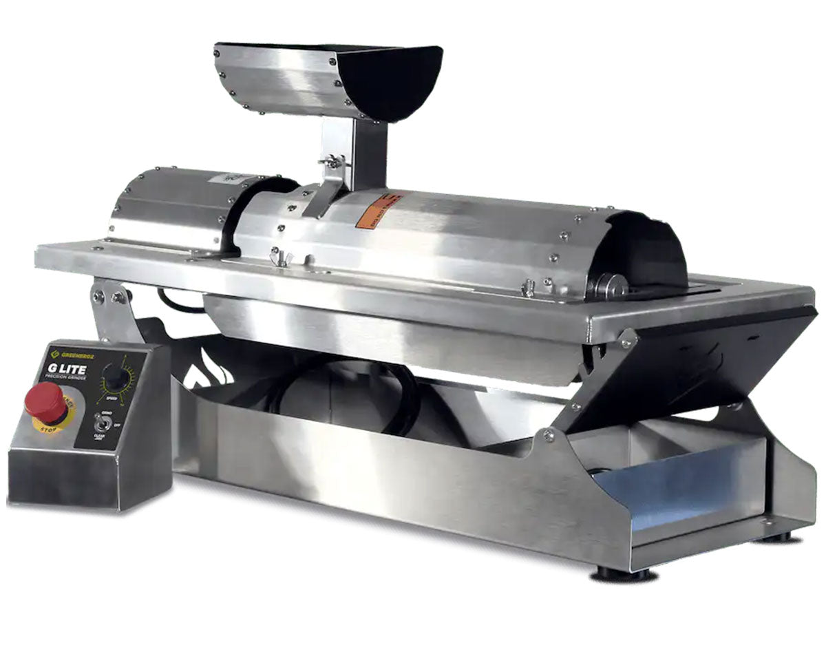 GreenBroz G Lite tabletop grinder and destemmer unit in stainless finish