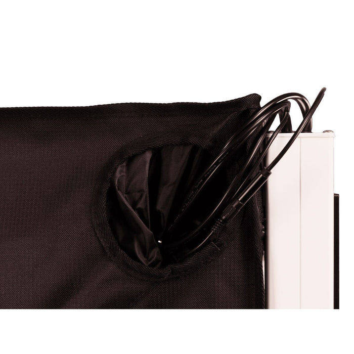 Close-up of cord passthrough port on Grower’s Choice Pro-Pod grow tent.