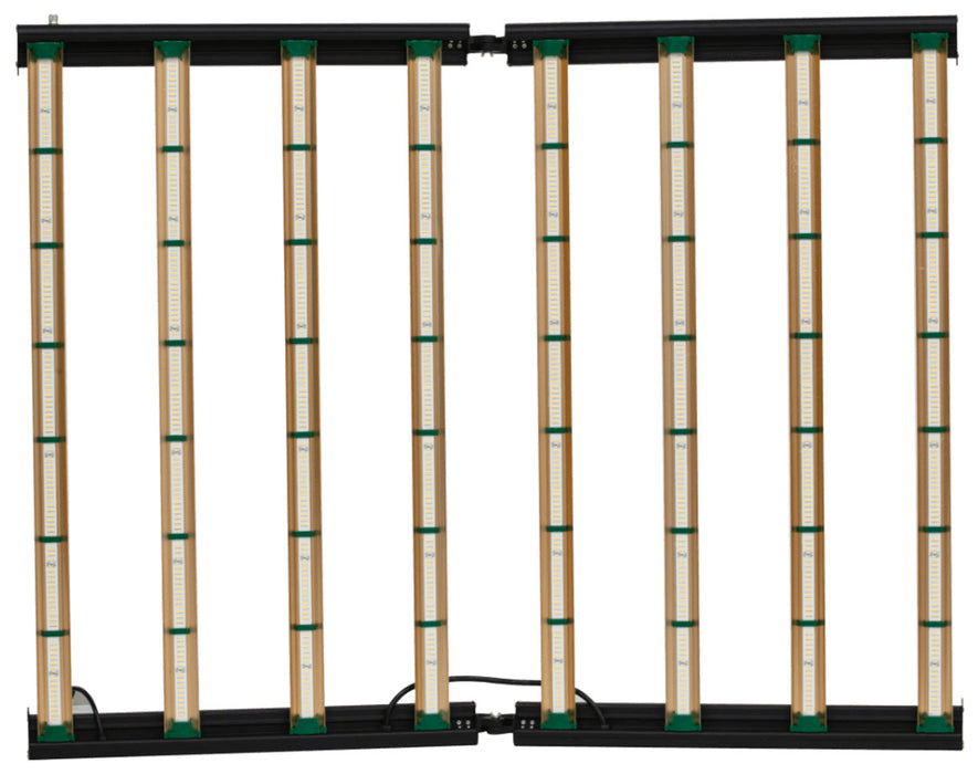 Grower's Choice ROI-E900 LED Grow Light with gold bars and black frame shown from angled overhead view.