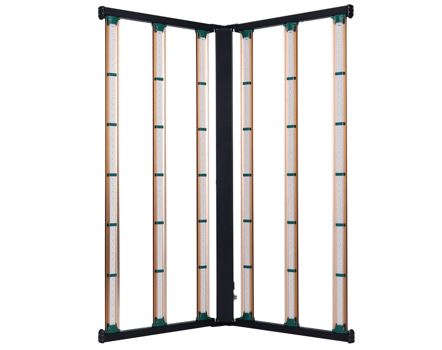 Grower's Choice ROI-FV 650W LED Bar shown upright and partially unfolded for canopy light distribution.