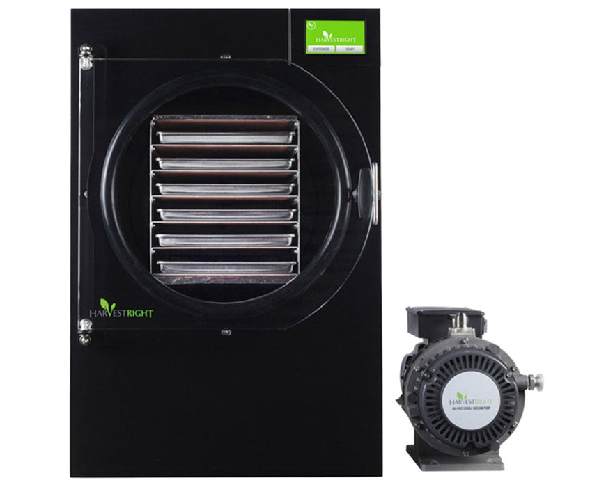Image of the Harvest Right Home Pro Freeze Dryer Large in black color with an oil-free pump upgrade.