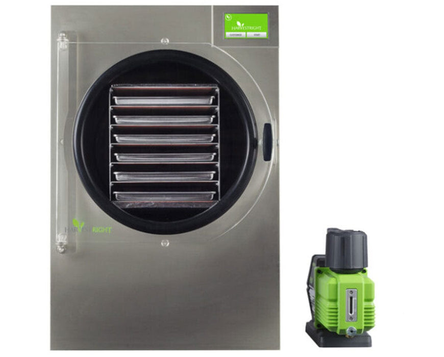 Image of the Harvest Right Home Pro Freeze Dryer Large in stainless steel color with a free XL Premier Industrial Pump.
