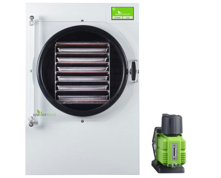 Image of the Harvest Right Home Pro Freeze Dryer Large in white color with a free XL Premier Industrial Pump.