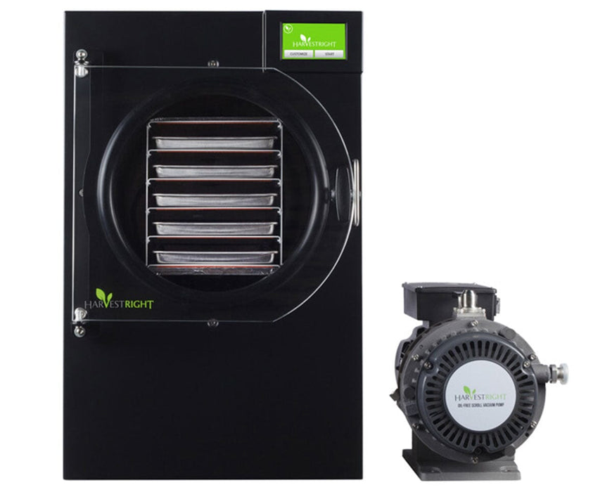 Image of the black Harvest Home Pro Freeze Dryer in medium size with oil-free pump.