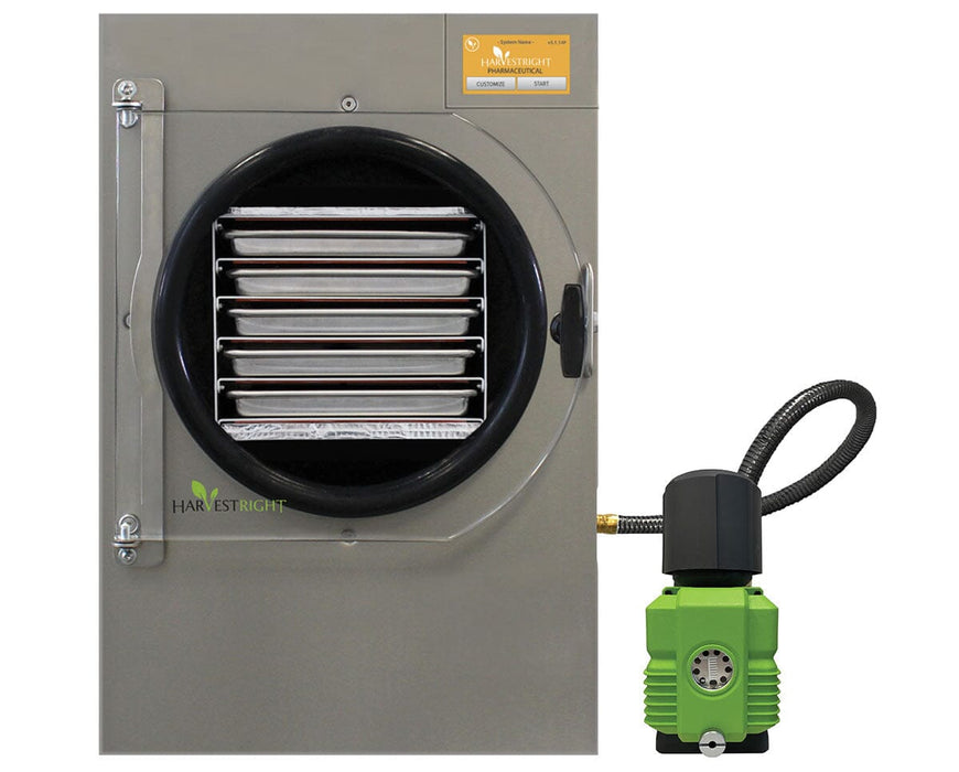 Image of the Harvest Right Small Pharmaceutical Pro Freeze Dryer with Premier Industrial Pump.