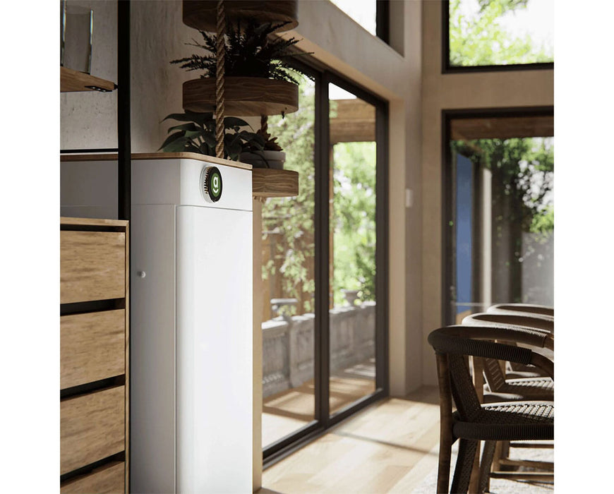Hey abby 420 SE automated grow box placed in modern living room with sunlight, wood decor, and smart display interface.