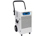 White Hydrofarm Active Air 110-pint dehumidifier with a digital display, handle, and wheels for portability.
