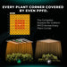 Graphic comparison showing Mars Hydro FC 4800 EVO providing even PPFD across all plant corners versus uneven light.
