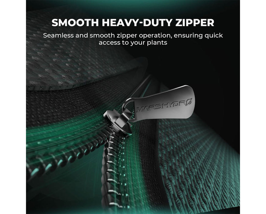 Heavy-duty Mars Hydro zipper designed for smooth operation and better sealing against light leaks.