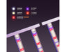 Close-up of light bars showing 5000K, 3000K, 450nm, 660nm OSRAM, and 730nm diodes labeled on a purple background.