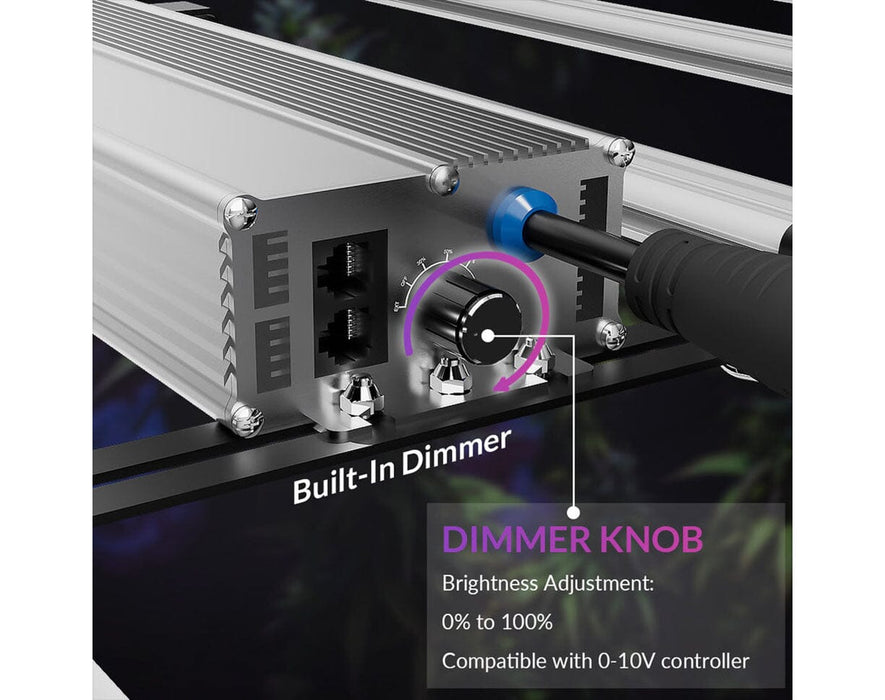 Close-up of the built-in dimmer knob on the Fold-650 for easy intensity control from 0 to 100%.